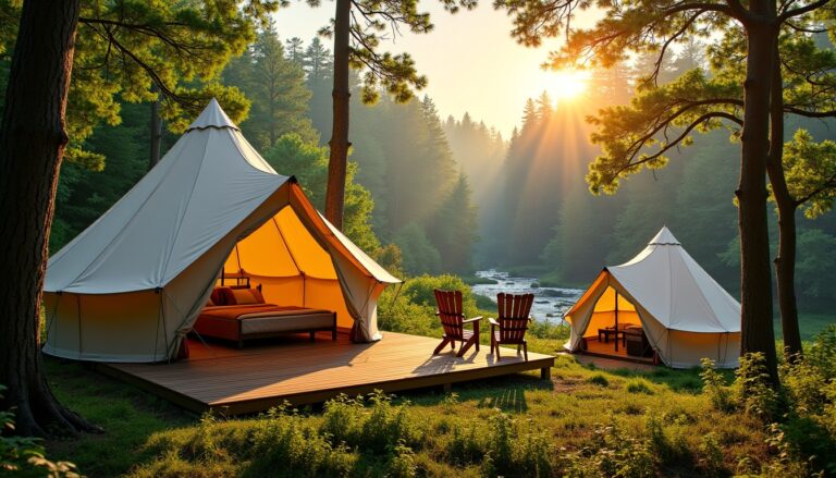 Camping en pleine nature : découvrez la tente lodge et le bungalow toile pour une expérience authentique